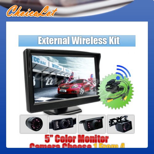 Car Wireless Reversing Camera Kit 5 Inch Back Up LCD +Night Vision Rearview Cam