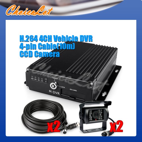 CCTV 4CH Realtime SD Card Car RV Vehicle DVR Recorder Audio + 2 IR CCD Cameras